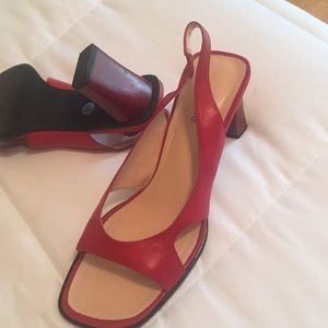 Red open toe heels